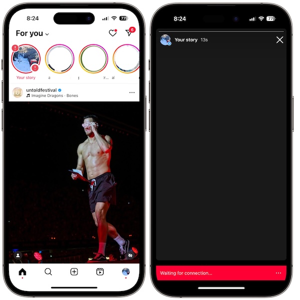 История инстаграма зависла в ожидании соединения