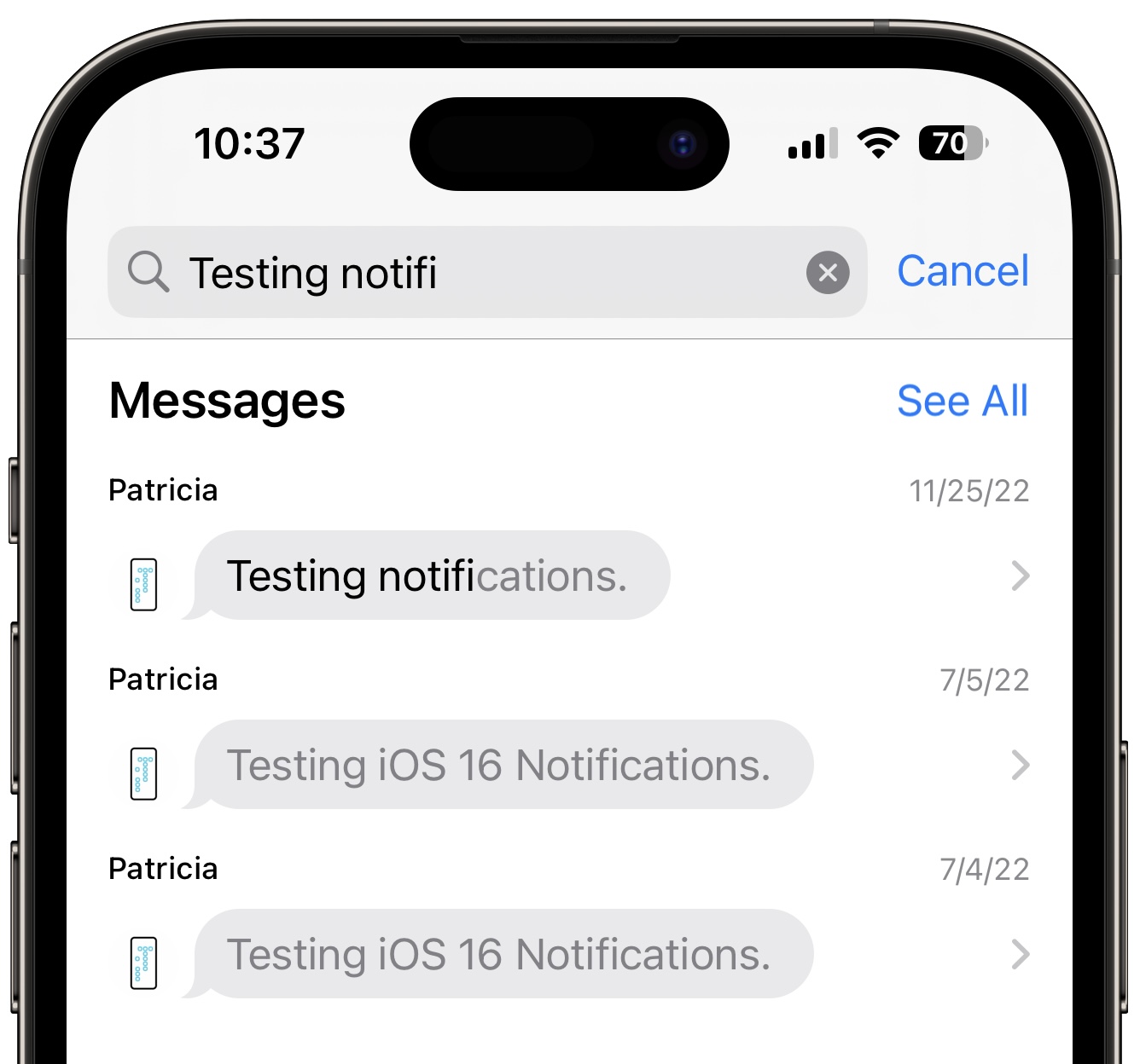 ios 17 messages search working properly