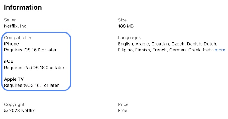 netflix ios 16, ipados 16, tvos 16.1 requirements