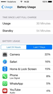 battery usage menu
