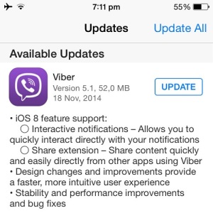 viber update for iOS 8 support