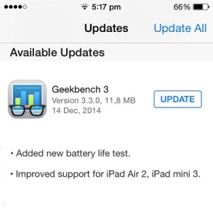 geekbench 3 battery life test update