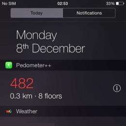 iphone 6 pedometer++ widget with elevation info