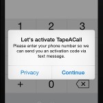 tapeacall activation screen