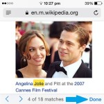 safari find on page navigation menu