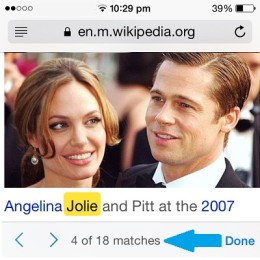 safari for ios find on page tool