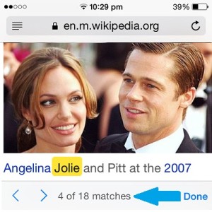 safari for ios find on page tool