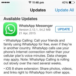 whatsapp ios 8 share extensions update