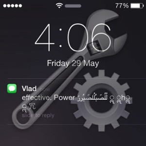effective. power unicode string message notification on iphone lock screen