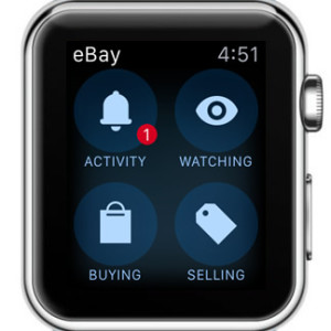 ebay app home screen on apple watch