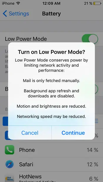 iPhone Low Power Mode With iOS 9 | iPhoneTricks.org