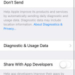 ios 9 diagnostics and usage settings