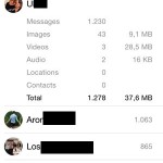 whatsapp detailed storage usage view