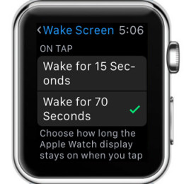 watchos 2 wake screen on tap setting