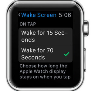 watchos 2 wake screen on tap setting