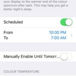 ios night shift settings page
