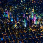 night light in busy metropolis