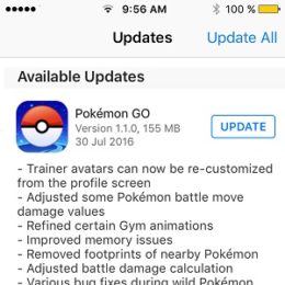 pokemon go 1.1.0 update