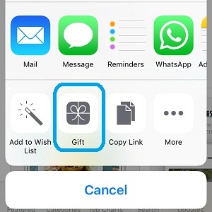 App Store Gift app option.