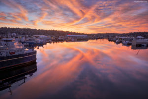 Harbor sunset wide gamut photo.