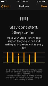 bedtime sleep history bars