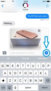 tap and hold blue arrow to choose imessage effect