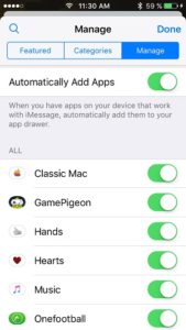automatically add imessage apps setting