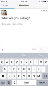 facebook market new item for sale screen