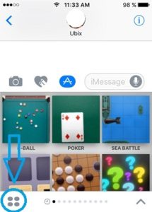 imessage app selection button