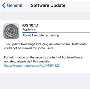 iPhone downloading iOS 10.1.1 update