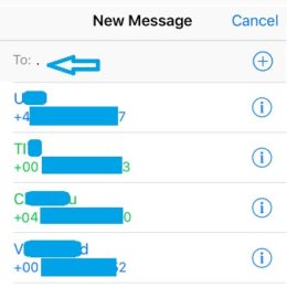 list with recent contacts used in Messages