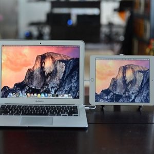 Mac mirrored on iPad to increase screen size.