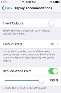 reduce white point set to 100%