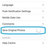 disable save original photos instagram setting