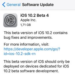 iOS 10.2 beta software update