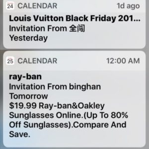 iOS Calendar Spam Notifications.