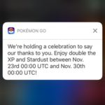 Pokemon GO thank you event notification