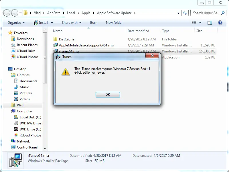 cant download itunes on windows vista
