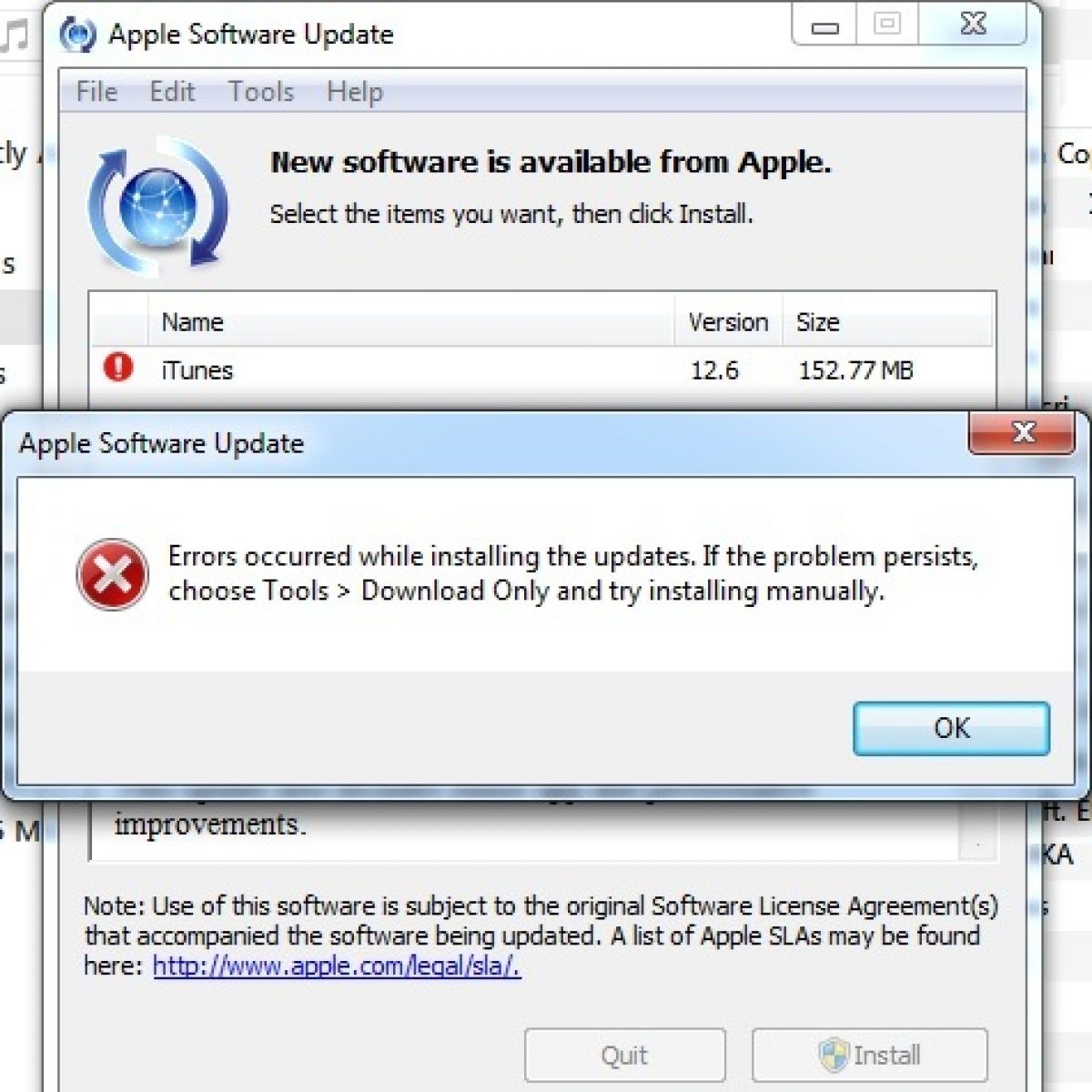 microsoft vc80 error installing itunes