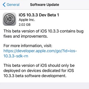 ios 10.3.3 dev beta 1 software update