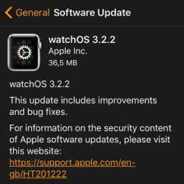 watchos 3.2.2 software update screen