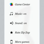 zip zap settings screen