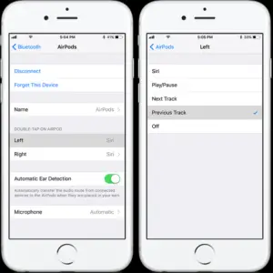 ios 11 double-tap airpods to change track setting
