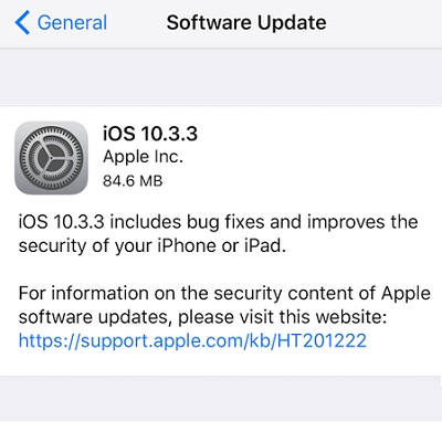 iOS 10.3.3 Update Focuses On Bug Fixes And Security Improvements