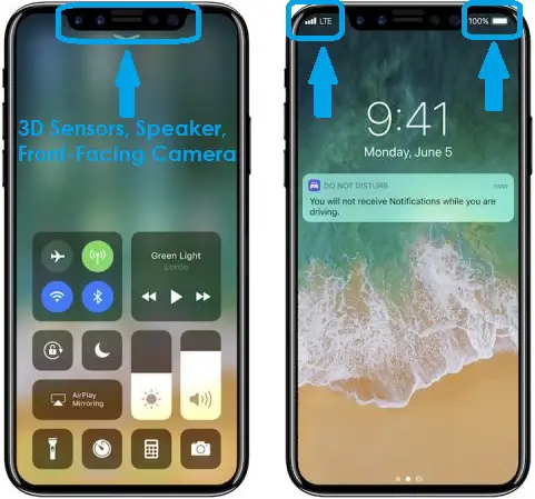 Iphone X Features Edge To Edge Display Split Status Bar And No