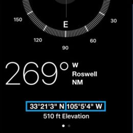 iphone displaying gps coordinates