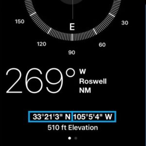 iphone displaying gps coordinates