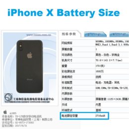iphone x battery size on tenaa website