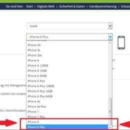 mobilcom-debitel website selling iphone 8 and iphone 8 plus insurances