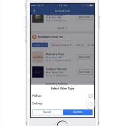 facebook order food pickup or delivery